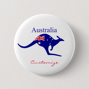 Australia Flag Kangaroo Thunder_Cove 6 Cm Round Badge