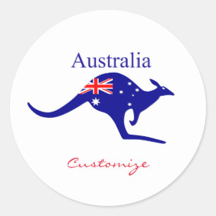Australia Flag Kangaroo Thunder_Cove Classic Round Sticker