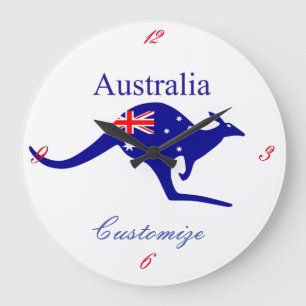 Australia Flag Kangaroo Thunder_Cove Large Clock