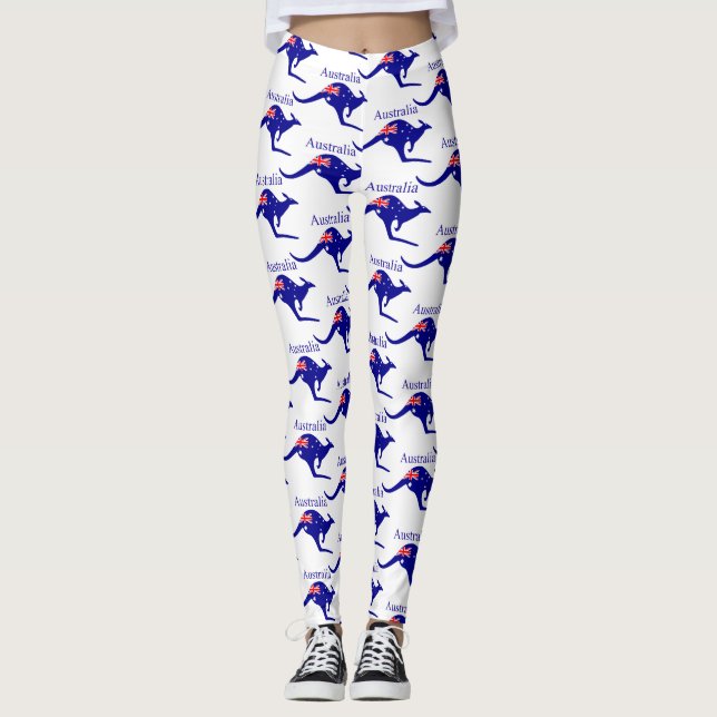 Australia Flag Kangaroo Thunder_Cove Leggings (Front)