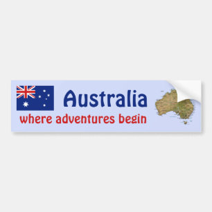 Australia Flag + Map Bumper Sticker