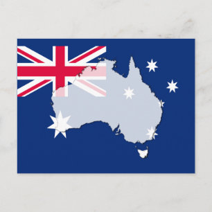 Australia flag map outline postcard