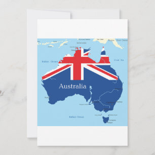 Australia Flag Map Silhouette Invitation
