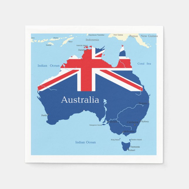 Australia Flag Map Silhouette Napkin (Front)
