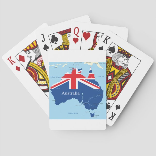 Australia Flag Map Silhouette Playing Cards (Back)