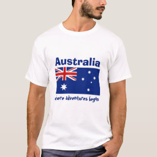 Australia Flag + Map + Text T-Shirt
