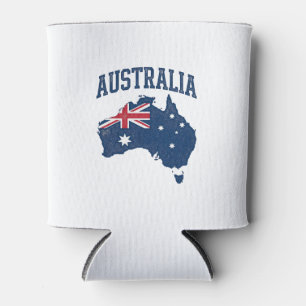 Australia Flag Map Vintage Distressed Graphic_1 Can Cooler