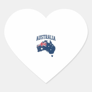 Australia Flag Map Vintage Distressed Graphic_1 Heart Sticker