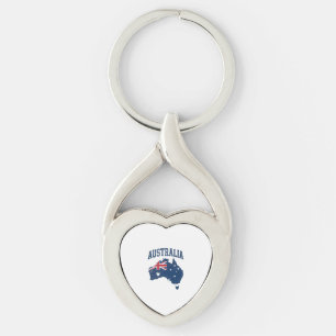 Australia Flag Map Vintage Distressed Graphic_1 Key Ring