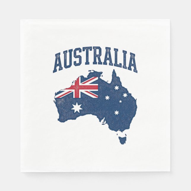 Australia Flag Map Vintage Distressed Graphic_1 Napkin (Front)