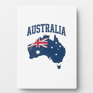 Australia Flag Map Vintage Distressed Graphic_1 Plaque