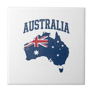 Australia Flag Map Vintage Distressed Graphic_1 Tile