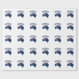Australia Flag Map Vintage Distressed Graphic_1 Wrapping Paper