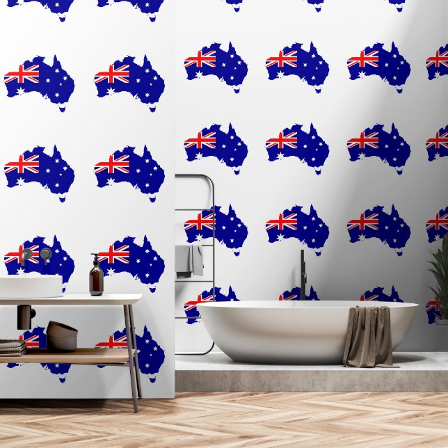 Australia Flag Map Wallpaper (Bathroom)