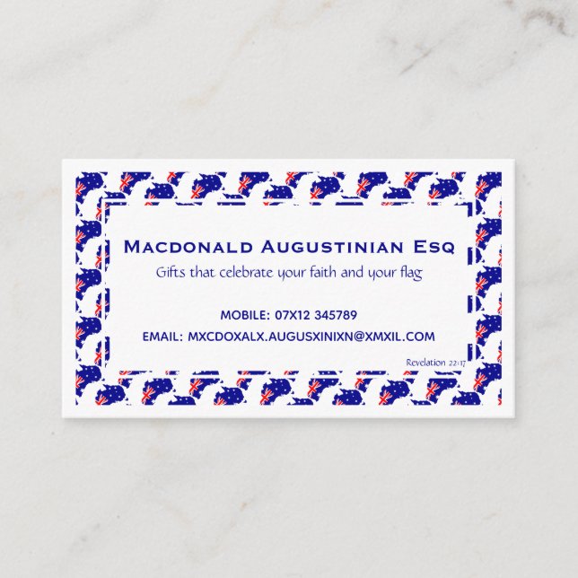 AUSTRALIA Flag | Patriotic Personalised Business Card (Front)