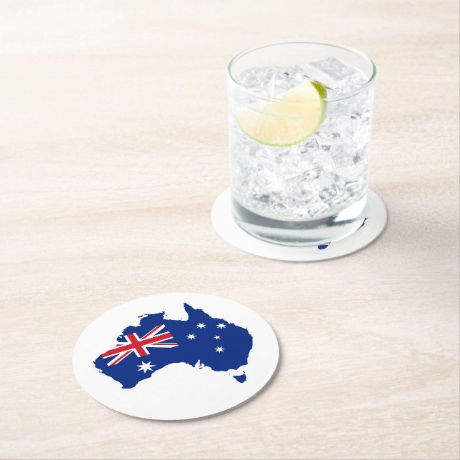 Australia flag round paper coaster (Insitu)