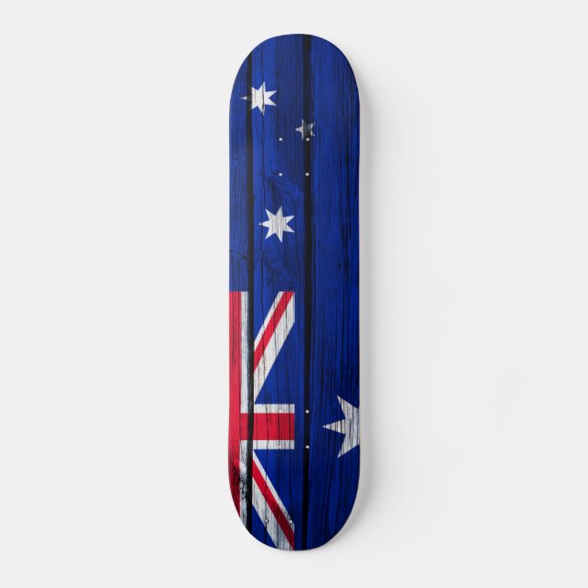Australia Flag Rustic Wood Skateboard (Front)
