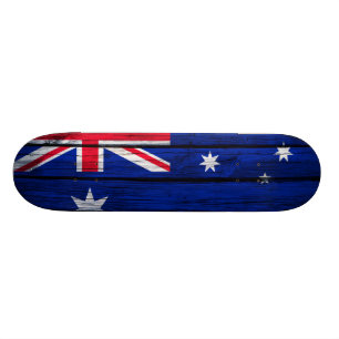 Australia Flag Rustic Wood Skateboard