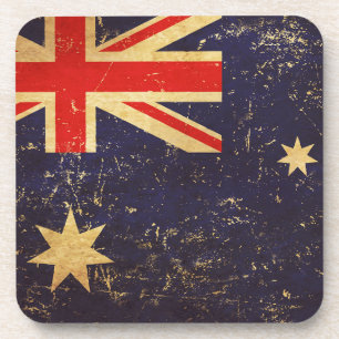 Australia Flag Vintage Design Coaster
