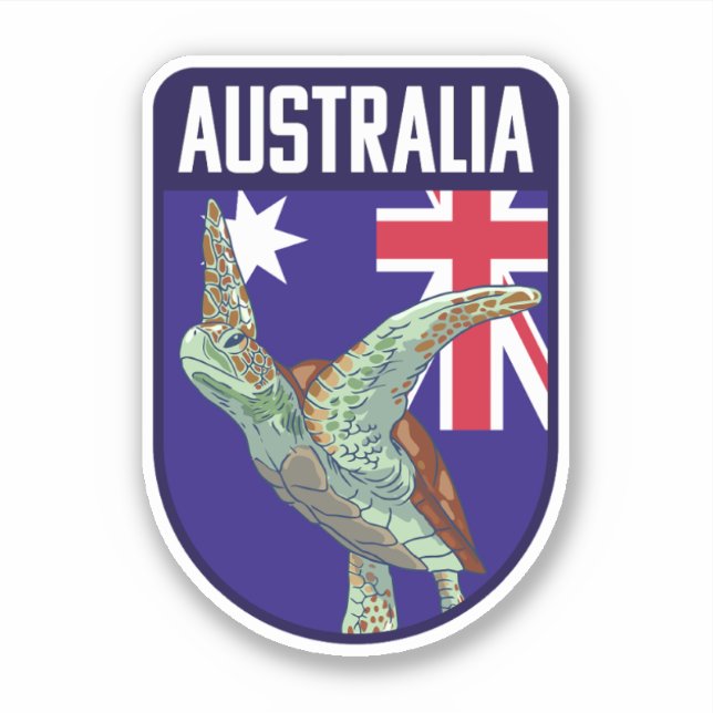 Australia Flag with Sea Turtle - Australia Travel (Front)