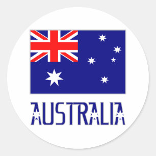 Australia Flag & Word Classic Round Sticker