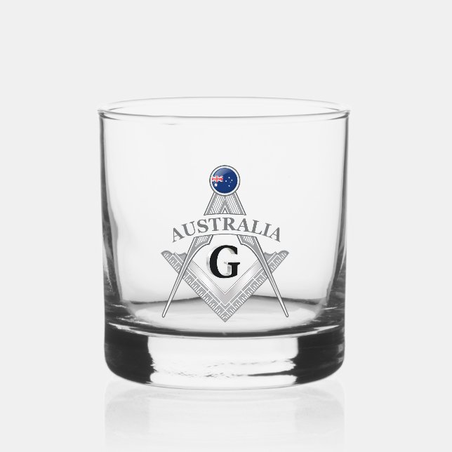 Australia freemasonry sign whiskey glass (Front)