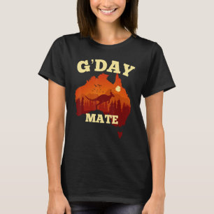 Australia G'Day Mate   Australian Flag Aussie Map T-Shirt