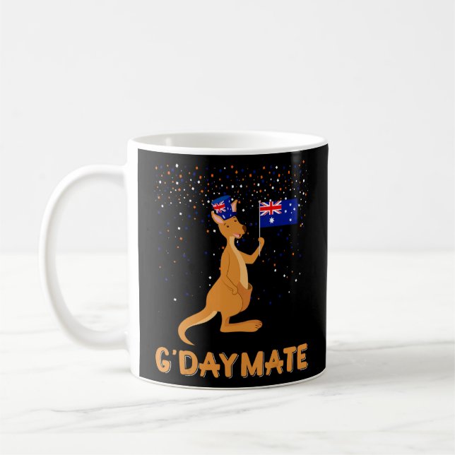 Australia G'day Mate Funny Kangaroo Australian Sym Coffee Mug (Left)