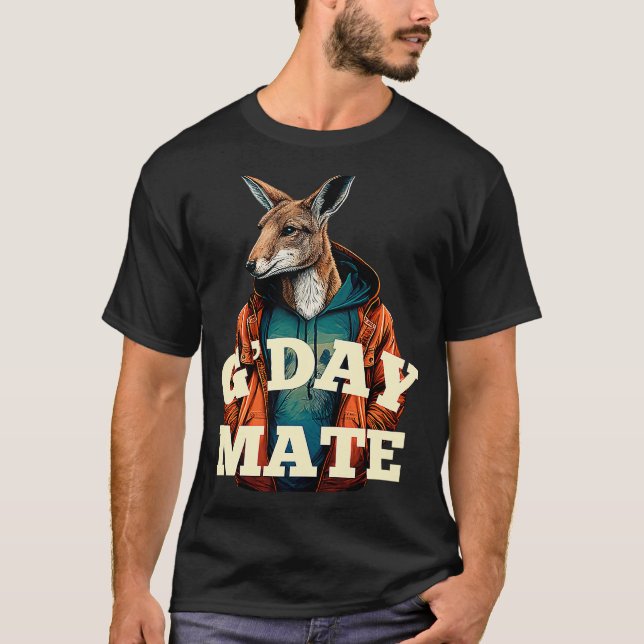 Australia G'Day Mate   Kangaroo Australian Symbol T-Shirt (Front)