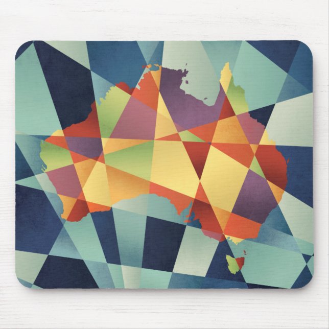 Australia Geometric Retro Map Mouse Mat (Front)
