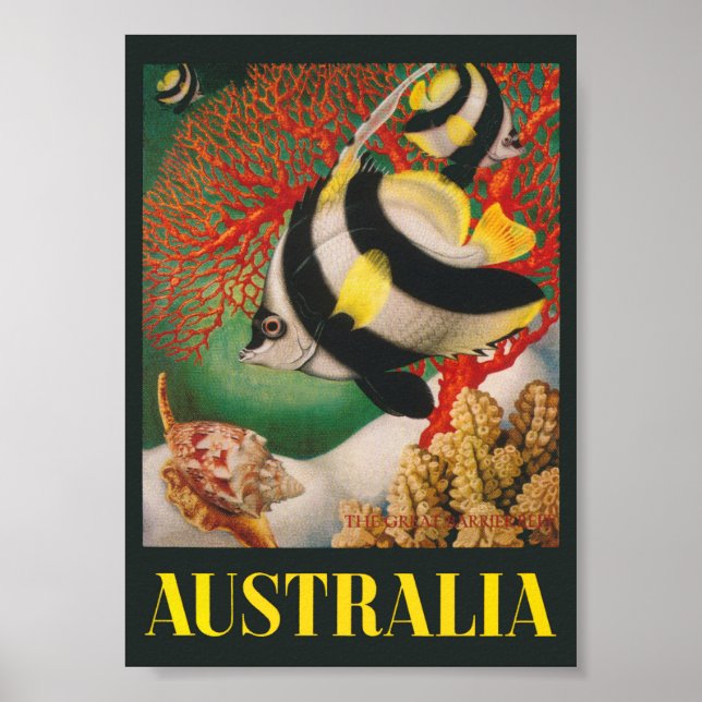 Australia Great Barrier Reef Vintage Travel Poster (Front)