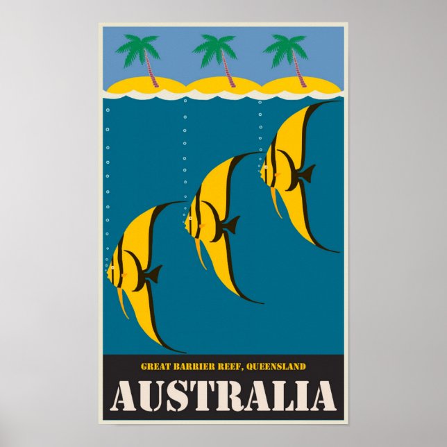 Australia Great Barrier Reef Vintage Travel Poster (Front)