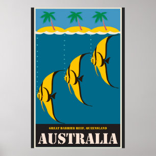 Australia Great Barrier Reef Vintage Travel Poster