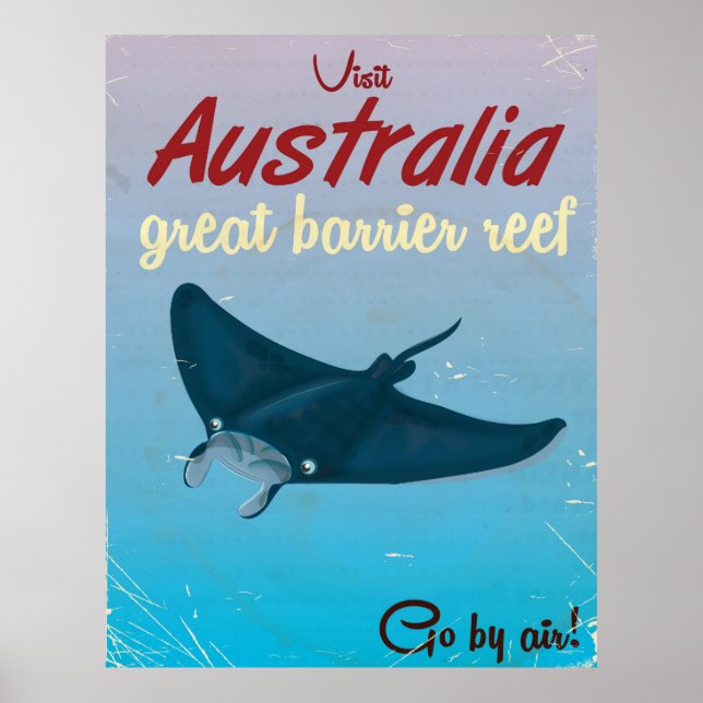 Australia Great barrier reef vintage travel poster (Front)