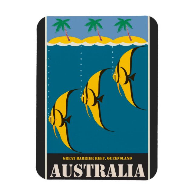 Australia Great Barrier Reef Vintage Travel Poster Magnet (Vertical)