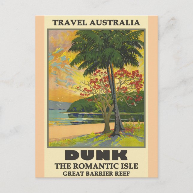 Australia Great Barrier Reef Vintage Travel Poster Postcard (Front)