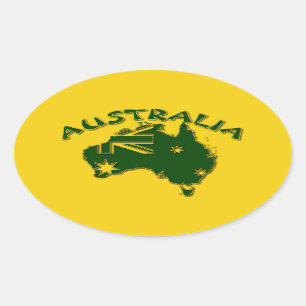 Australia green and gold oval sticker