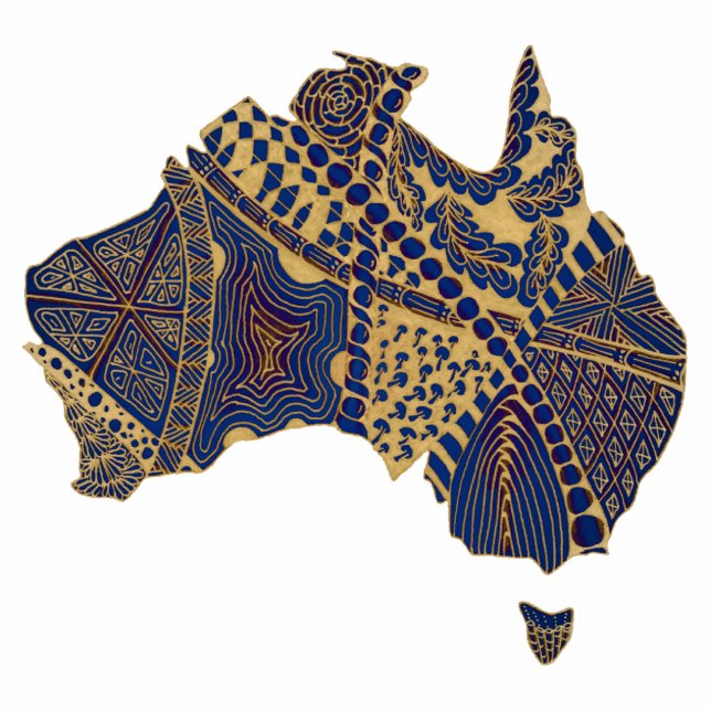 Australia Hand Drawn Decorative Doodle Map Photo Sculpture Magnet (Front)
