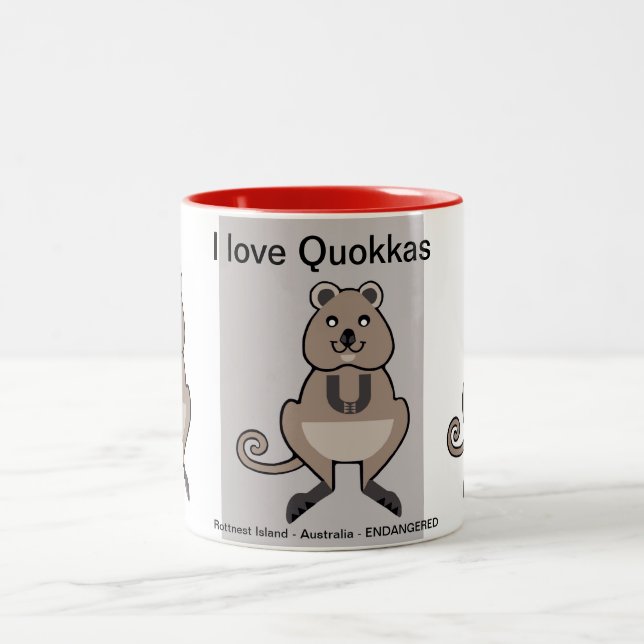 Australia - Happy  I love QUOKKAS- Wildlife Two-Tone Coffee Mug (Center)