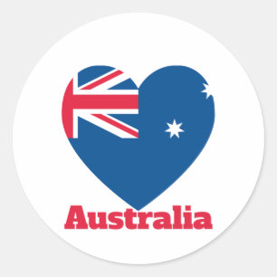 Australia Heart Flag  Classic Round Sticker