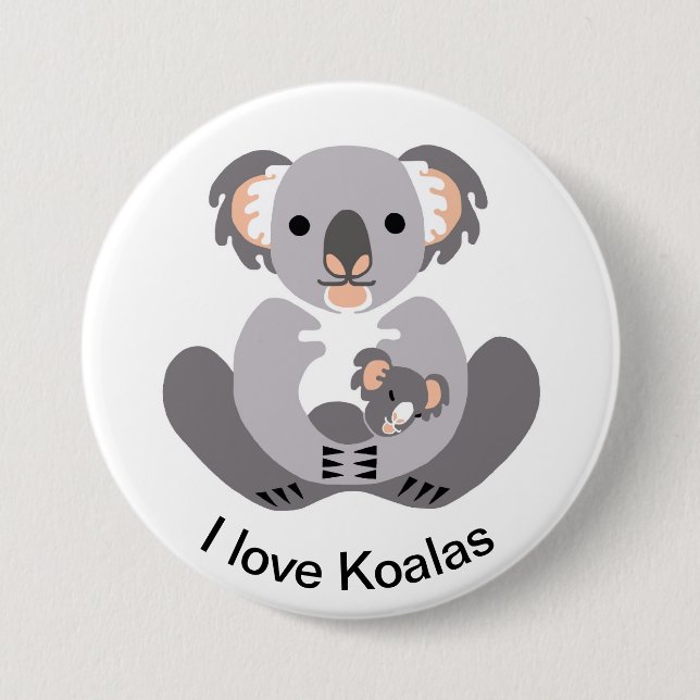 Australia - I love KOALAS- Marsupial -Wildlife - 7.5 Cm Round Badge (Front)