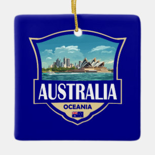 Australia Illustration Retro Badge Ceramic Ornament