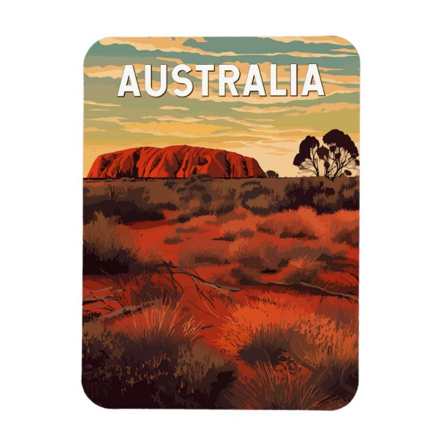 Australia Illustration Travel Art Vintage Magnet (Vertical)