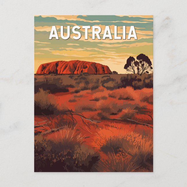 Australia Illustration Travel Art Vintage Postcard (Front)