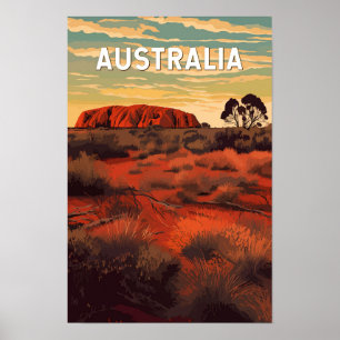 Australia Illustration Travel Art Vintage Poster