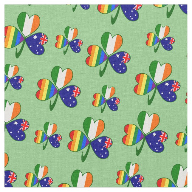 Australia Ireland Gay Pride Shamrock Fabric (Close Up)