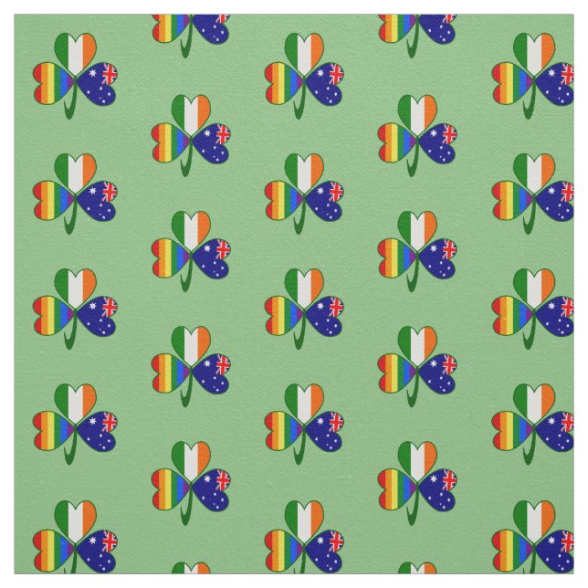 Australia Ireland Gay Pride Shamrock Fabric (Swatch)