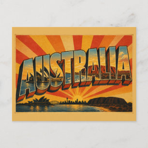 Australia Island Continent Vintage Travel Art Postcard
