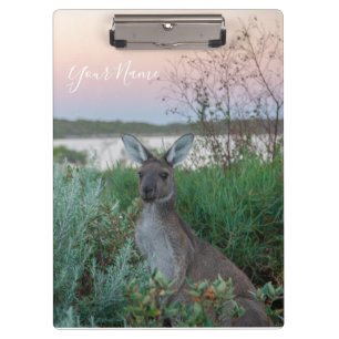 Australia Kangaroo Animal Wildlife Sunset Nature Clipboard