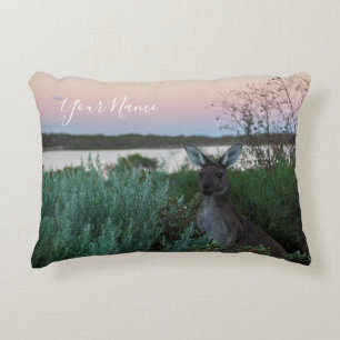 Australia Kangaroo Animal Wildlife Sunset Nature Decorative Cushion